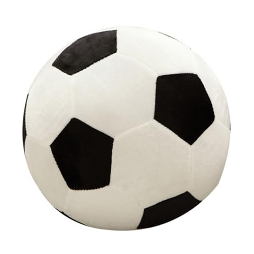 Plüsch Flauschige Stoffball, Fußball Spielzeug Fussball Fußbälle Gefüllte Fußbälle Kissen, Sport zum Spielen und Kuscheln, Weiches Schmusetier für Mädchen, Jungen, Babys (20 cm,Schwarz und weiß) von champracer