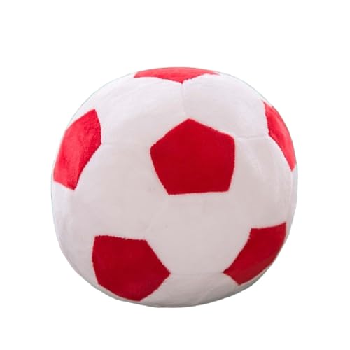 Plüsch Fußball Spielzeug, Stoffball Flauschige Fussball Fußbälle Gefüllte FußbälleSport Kissen, zum Spielen und Kuscheln, Weiches Schmusetier für Mädchen, Jungen, Babys (22 cm,Rot) von champracer