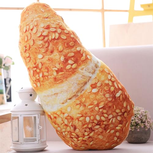 Plüschtier Brotimitation Stofftier, Pillow Kissen Spoof Brot, zum Spielen und Kuscheln, Weiches Schmusetier für Mädchen, Jungen, Babys (50 cm,Sesam-Fleischkäse) von champracer