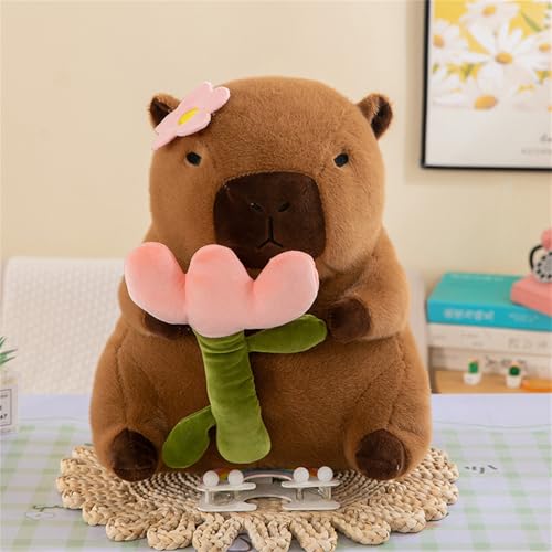 Plüschtier Capybara Puppe Stofftier Niedlicher Capybara, für Kinder und Kuscheltierliebhaber Geschenk (43 cm,Umarmen Sie die Blume) von champracer