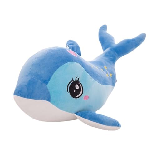 Plüschtier Delphin Puppe Stofftier Kissen Kuscheltier Delphin, zum Spielen und Kuscheln, Weiches Schmusetier für Mädchen, Jungen, Babys (80 cm,Blau) von champracer