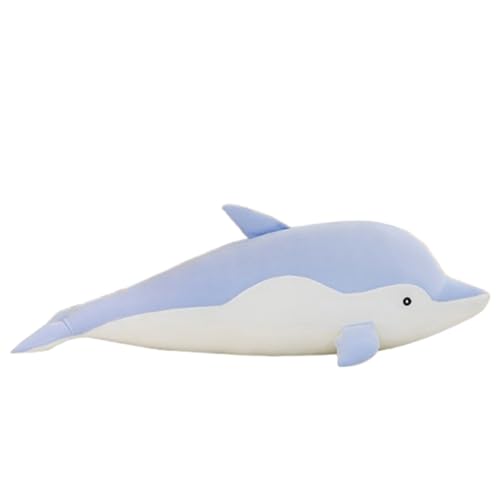 Plüschtier Delphin Puppe Stofftier Kissen Kuscheltier Delphin, zum Spielen und Kuscheln, Weiches Schmusetier für Mädchen, Jungen, Babys (90 cm,Blau) von champracer