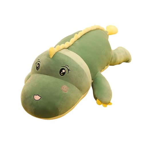 Plüschtier Dinosaurier,langes Dinosaurier Plüsch Umarmungskissen,Niedliches Stofftier Plüschtier Dekokissen,Lumbar Rückenkissen Puppe Geschenke für Kinder (130 cm,Grün) von champracer