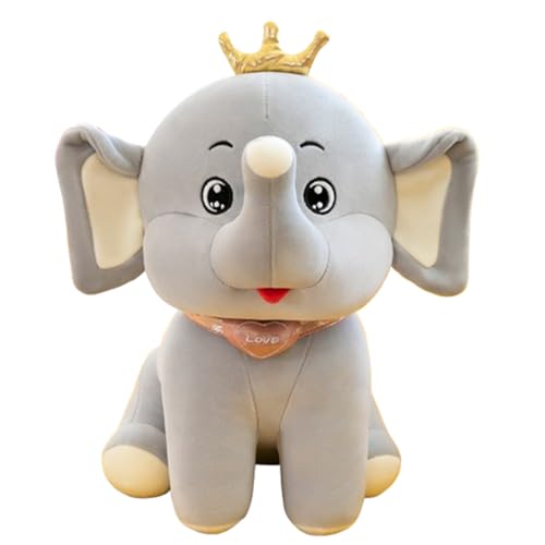 Plüschtier KroneElefant Puppe Stofftier Kissen Kuscheltier Krone Elefant, zum Spielen und Kuscheln, Weiches Schmusetier für Mädchen, Jungen, Babys (40 cm,Grau) von champracer