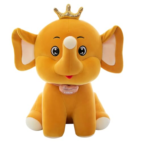 Plüschtier KroneElefant Puppe Stofftier Kissen Kuscheltier Krone Elefant, zum Spielen und Kuscheln, Weiches Schmusetier für Mädchen, Jungen, Babys (60 cm,Gelb) von champracer