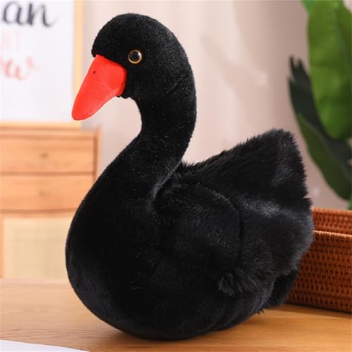 Plueschtier Schwan Kuscheltier,Flamingo Kuscheltier,Stofftier Adler Puppen Süße Plüsch Spielzeug Pelikan, Strauß, Adlerfür Kinder Geburtstag Geschenke (35 cm,schwarzer Schwan) von champracer