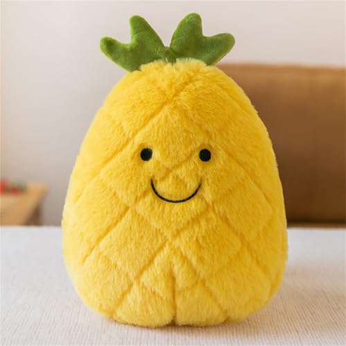 Plüschtier Stofftier Obst Plüschtier Plüschkissen Spielzeug, Kissen Puppe Wurfkissen, Schmusetier Geschenk für Kinder Mädchen Jungen (25 cm,Ananas) von champracer