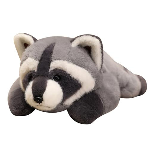 Plüschtier Waschbär Puppe Stofftier Niedlicher Kissen Kuscheltier Waschbär, zum Spielen und Kuscheln, Weiches Schmusetier für Mädchen, Jungen, Babysn (30 cm,Grau) von champracer