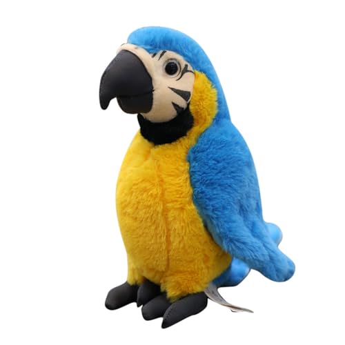 Plüschvogel Papagei Kinder's Weiches Kuscheliges Plüschtier für Kinder 30cm Länge Blau Gelber Ara Papagei Parrot Plüsch Spielzeug für Kinder Mädchen Jungen (30 cm,Blau) von champracer