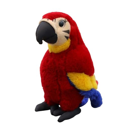 Plüschvogel Papagei Kinder's Weiches Kuscheliges Plüschtier für Kinder 30cm Länge Blau Gelber Ara Papagei Parrot Plüsch Spielzeug für Kinder Mädchen Jungen (30 cm,Rot) von champracer