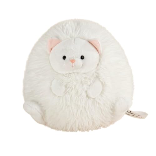 Rundes Stofftierkissen, Kissen Kinderzimmer Kuscheltier Kaninchen Elefant Hund Plüschtier, Flauschiges Kuschelkissen für Mädchen Jungen, Kopfkissen für Kinder & Erwachsenedchen (20 cm,Katze) von champracer