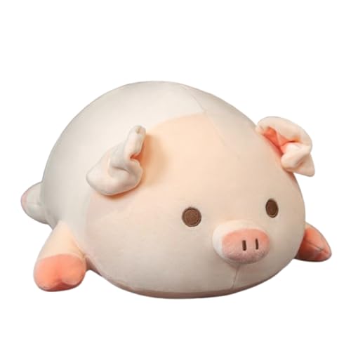 Schwein Plüschtier, Schwein Plüsch Stofftier Molliges Spielzeug Rosa Schwein Plüsch Kinderpuppe Kissen Schwein Plüschkissen Niedliches Kissen, Plüschkissen, Kinderkissen (50 cm,Rundäugiges Schwein) von champracer