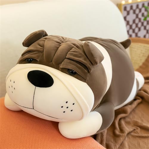 Shar-Pei-Hund PlüSchtierpuppe, Flauschige Welpen, Kuscheltier Hund Stofftier Hund, Hunde Stoffte Spielzeugpuppe, Geschenke für Jungen MäDchen Babys (100 cm,Grau) von champracer