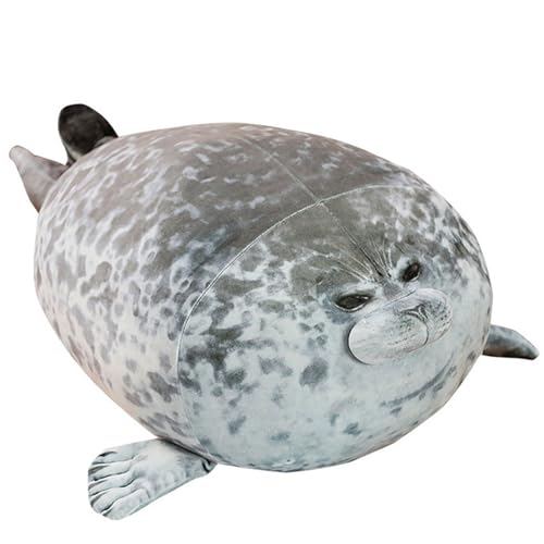 Siegel Plüschtier, Seal Plush Toy, Kuscheltie Plüschtier Robbe, Siegel Plüschtier, Niedliches Siegelkissen, Plüsch Klecks Kissen, Niedliche Cartoon Robbe Kissen Spielzeug Geschenke (80 cm,Grau) von champracer