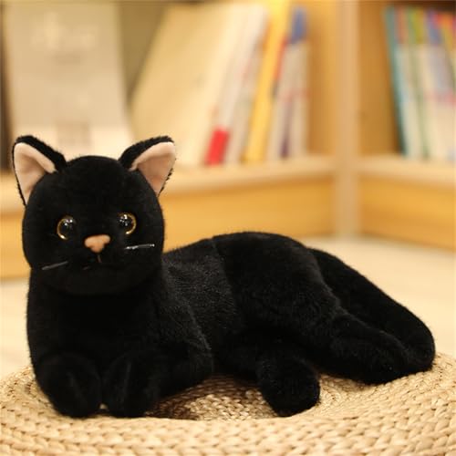 Simulation Katzenpuppe, niedliche Katze Plüschtier, Plüschtier, Plüschtier, Plüschkissen, weiche Plüschkatze, Geschenk für Jungen und Mädchen (30 cm,schwarz) von champracer