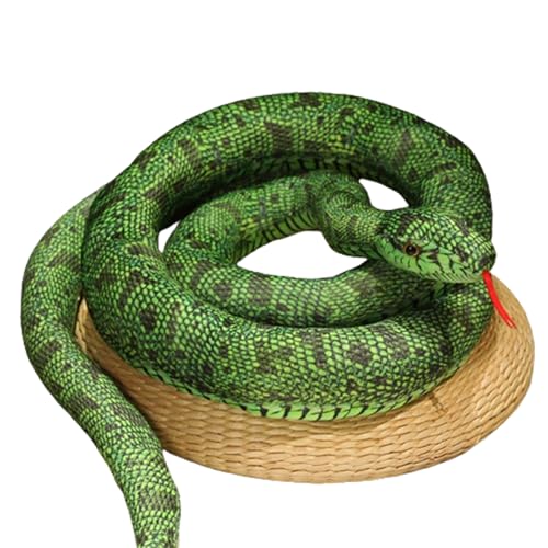 Simulierte gefleckte Boa Constrictor,Große Plüschtier Plüschschlange realistische Schlange, Plüschtier, Kuschelschlange Realistische, Spoof-Spielzeug, für Kinder Jungen Mädchen (110 cm,Grüne) von champracer