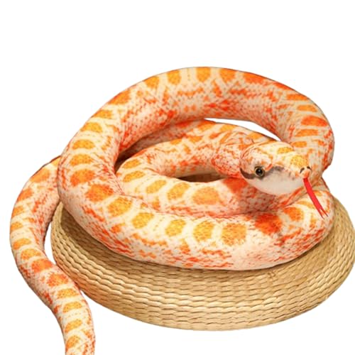 Simulierte gefleckte Boa Constrictor,Große Plüschtier Plüschschlange realistische Schlange, Plüschtier, Kuschelschlange Realistische, Spoof-Spielzeug, für Kinder Jungen Mädchen (110 cm,Orange) von champracer