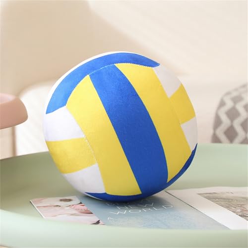 Softbälle Volleyball, Simulation Volleyball Plüschtiere, Volleyball Kissen, Plüsch Volleyball Stuhlauflage Stuhlkissen, Kreative Weiche Volleyballkissen Puppe Kinderferiengeschenk (14 cm,Gelb Weiß) von champracer