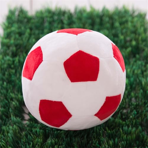 Softball Fußball, Fußball Kuscheltier, Fußball Plüschtiere, Fußball Weich Fußballkissen, Football Kissen, Plüsch Fußball Kissen Ballkissen Weich Sportball Flauschig Gefüllte Fußball (18 cm,Rot) von champracer