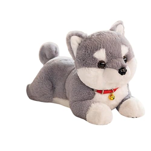 Süßer Corgi Hund Plüschtier, gefülltes weiches Tier Cartoon Kissen,Shiba Inu Kuscheltier Umarmung Kissen Welpe Plüsch,Plüschspielzeug Geschenke für Mädchen Jungen (28 cm,grau) von champracer