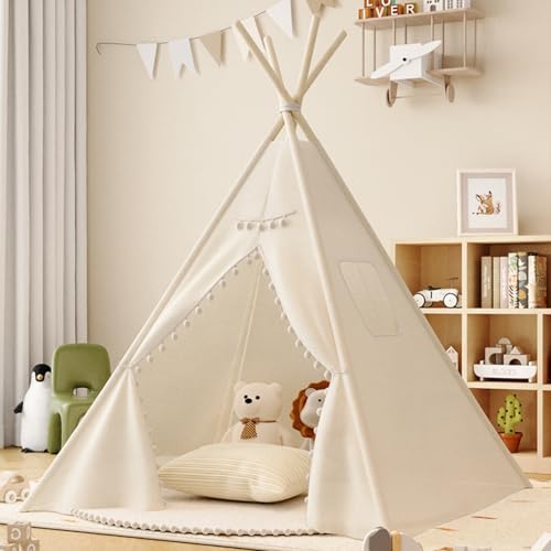 Tipi Zelt für Kinder, Tipi Zelt für Kinder Spielhaus Kinderzimmer Spielzelt, Faltbares Spielhaus für drinnen oder draußen, Spielzimmer Babyzimmer Deko (110X80X80 cm,B) von champracer