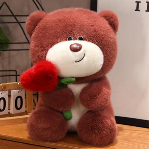 Valentinstag Plüschtiere, Valentinstag Rote Rosen Bär Puppe, Teddybär Plüsch Nette Gefüllte Tier Spielzeug Kissen, Teddybär Kuscheltier Geschenk Für Valentinstag Weihnachten (45 cm,Braun) von champracer