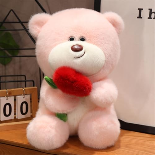 Valentinstag Plüschtiere, Valentinstag Rote Rosen Bär Puppe, Teddybär Plüsch Nette Gefüllte Tier Spielzeug Kissen, Teddybär Kuscheltier Geschenk Für Valentinstag Weihnachten (45 cm,Rosa) von champracer