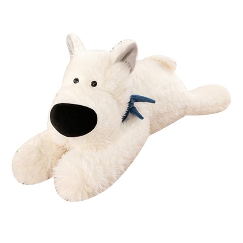 West Highland Kuscheltier Hund Plüschtier,Kuscheltier Hund weißer West Highland Hund Puppe, Cartoon Tier Plüsch Spielzeug Schlafkissen, Heimtextilien,für Kinder Baby Mädchen Junge (110 cm,Weiß) von champracer