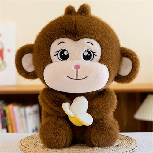 champracer AFFE Kuscheltier Klein, Plüschspielzeug, Niedlicher Bananen-AFFE Plüschpuppe, Plüsch Spielzeug Plüschtier für Kinder Und Baby (80 cm,Dunkelbraun) von champracer