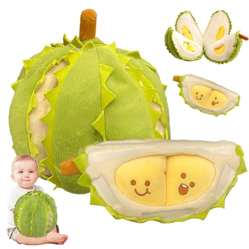 champracer Abnehmbares Durian-plüschtier, Kreatives Obst-Durian-plüschtier, Schönes Durian Plüsch, Süße Geschälte Durian-plüschpuppe, Weiches Und Lebendiges Durian-plüschkissen Für Kinder (30 cm) von champracer