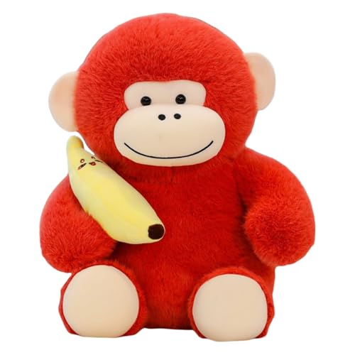 champracer Affen Plüschtier Bananen-Affenpuppe AFFE Kuscheltier Stofftier Spielzeug Süßer Bananenaffe Kuscheltiere Geschenk für Kinder Jungen und Mädchen (80cm,Rot) von champracer