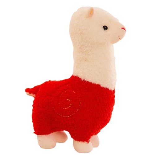 champracer Alpaka Kuscheltier Alpaka Stofftier Plüschtier Stand Alpaka Plüschtier Süße Weiche Kuschel Alpaka Geschenk für Kinder Mädchen Jungen (100CM,Rot) von champracer