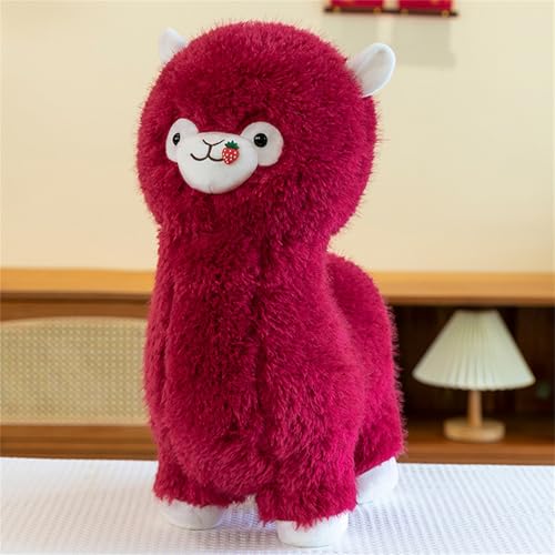 champracer Alpaka-Plüschtier, Weiches Alpaka-Kissen-Stofftier, Plüsch Alpaka Puppen Süß Klein Lama Plüschtier, Geschenk für Kinder Mädchen Jungen (35 cm,Rot) von champracer