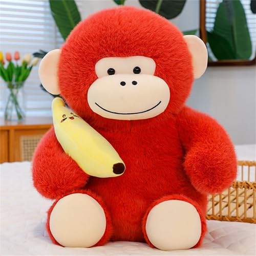 champracer Bananen-Affenpuppe, AFFE Kuscheltier Stofftier Spielzeug, Gorilla-Plüschtier, Dummer Bananengorilla Plüschpuppe, Plüschspielzeug für Jungen Und Mädchen (55 cm,Rot) von champracer