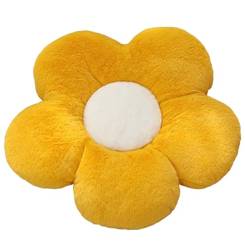 champracer Blume Plüsch Kissen Bodenkissen, Plüschtier, Plüsch Kissen, Plüsch Pflanze, Blume Kissen, Kissen Ästhetik, Heimtextilien (35 cm,Kurkuma) von champracer