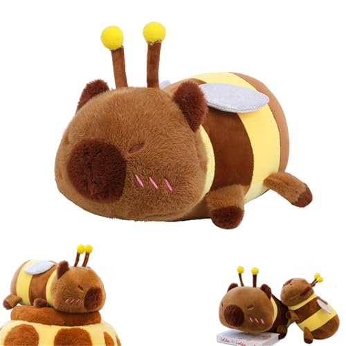 champracer Capybara Kuscheltier, Capybara Plüschtier, Niedliche Simulation Biene Capybara Plüschpuppe, Super Weiche Gefüllte Spielzeug Plüsch Plüschkissen Für Kinder, Home Deko Kinder (35 cm) von champracer