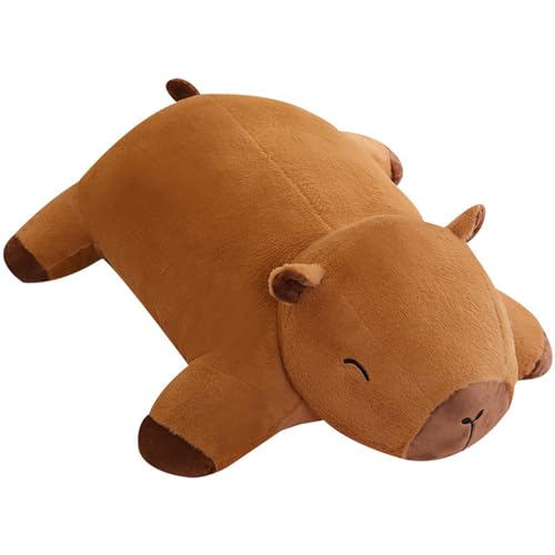 champracer Capybara Plüschkissen, Capibara Kuscheltier, Capybara Kuscheltier Plüschtier, Wasserschwein Kuscheltier, Niedlich Weich Liegendes Capybara-Kissen Zum Kuscheln, Schlafen, Spielen (100 cm) von champracer