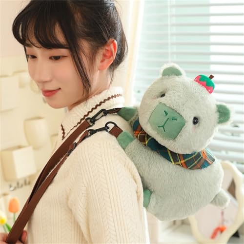 champracer Capybara Plüschtier, Plüschtier Capybara Rucksack, Plüschtiere, die getragen Werden können, Simulation Tier Capybara Puppen, für Snack Handy Kosmetik (30 cm Tasche,Grün) von champracer