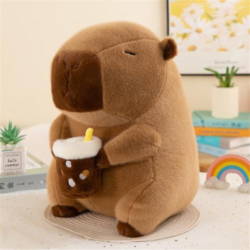 champracer Capybara Plüschtier, Simulation Capybara Kuscheltier, Niedliche Capybara Plüschtier, Mit Halstuch Oder Milchtee Capybara Puppe, Geschenke für Mädchen und Jungen (30 cm,Milchtee) von champracer