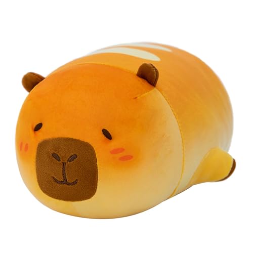 champracer Capybara Plüschtier,Capybara Kuscheltier, Kawaii Capybara Plüsch Kissen,Capybara Plüschtier mit Brote Spielzeug,Stofftier Plushie Stofftier Geschenk für Kinder Jungen Mädchen (40 cm) von champracer