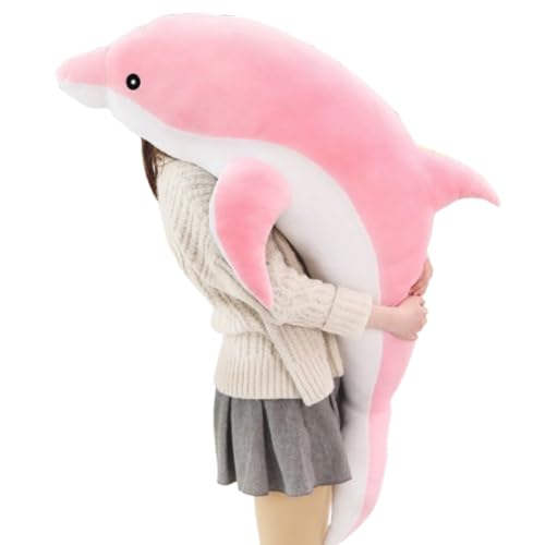 champracer Delfin Kuscheltier Kugelfisch Plüschtier, Pummeliges Kugelfisch aus Plüsch,Weiches Kugelfisch plüsch für Sofa, zum Spielen und Kuscheln für Mädchen und Jungen (120 cm,Rosa) von champracer