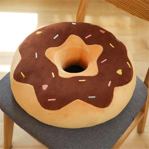 champracer Donut Kissen, Donut Plüsch Donut Kissen, Realistische Donut, Plüsch Kissen, Plüsch Kissen, Gefüllte Plüsch Kissen Mädchen Ragdoll, Kinder (38 cm,bräunlich gelb) von champracer