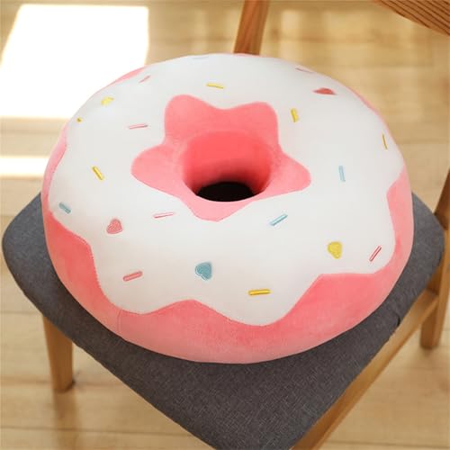 champracer Donut Kissen, Donut Plüsch Donut Kissen, Realistische Donut, Plüsch Kissen, Plüsch Kissen, Gefüllte Plüsch Kissen Mädchen Ragdoll, Kinder (38 cm,weiß rosa) von champracer