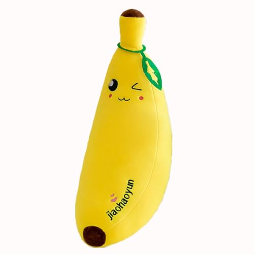 champracer GefüLlte Frucht Plüschtier, Niedliches Bananenkissen, Weiches Plüschkissen, Obst und Gemüse Dekokissen, Plüschtier für Wohnzimmer Sofa Dekoration (35 cm,Zwinkernd) von champracer