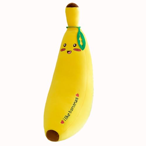 champracer GefüLlte Frucht Plüschtier, Niedliches Bananenkissen, Weiches Plüschkissen, Obst und Gemüse Dekokissen, Plüschtier für Wohnzimmer Sofa Dekoration (80 cm,Glücklich) von champracer