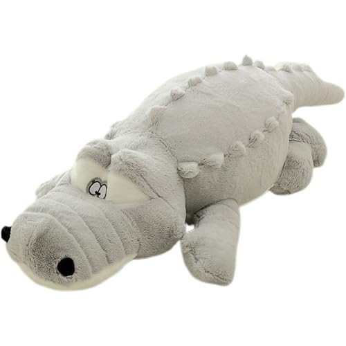 champracer Groß Krokodil Stofftier Riesen Kuscheltier Krokodil Kuscheltier Krokodil Spielzeug Kissen Geschenke für Kinder Jungen Mädchen (150cm,Grau) von champracer