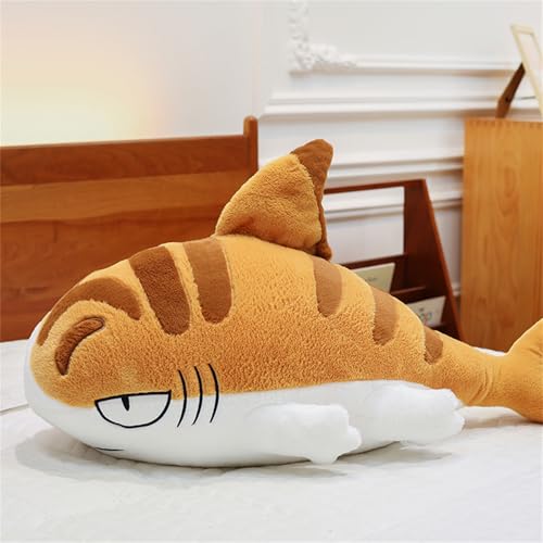 champracer Hai Kuscheltier, Niedliche Haifisch-Katzenpuppe, Hai Wurfkissen, Flauschiger Stofftier Hai, hai plüschtier, Geschenk für Kinder und Freunde (70 cm,A) von champracer