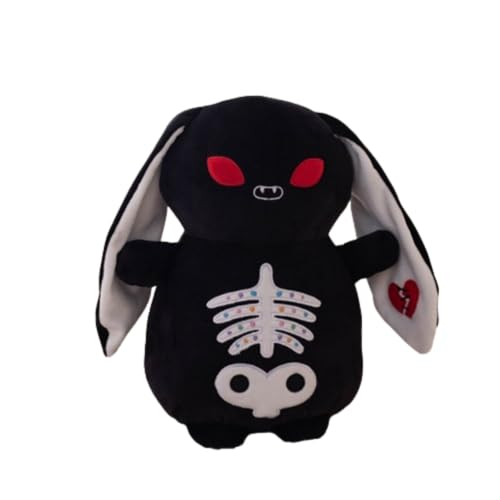 champracer Halloween Puppe Plüschtier, Plüsch Haustier Schädel Kaninchen Puppe,Horror Plüsch Puppe,Partygeschenke, Plüsch Feste Puppe,Puppe für Kinderspielzeug (30cm,Schwarz) von champracer