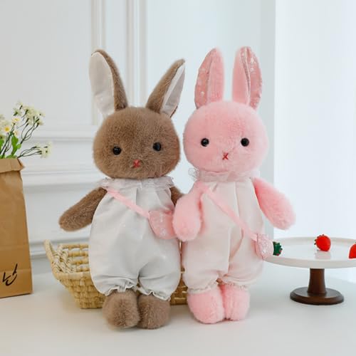 champracer Hase Plüschtier Kleines Kuscheltier Rucksack Kaninchen Puppe Verwandelte Sich in Hasen Puppe Geburtstag Valentinstag Ostergeschenke Paar Kaninchen Stofftier (45 cm,Rosa + Braun, 1 Paar) von champracer