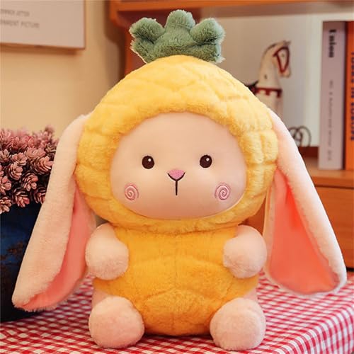 champracer Hasen Verstecken PlüSchtier, Plushie PlüSchtiere Hase, Erdbeerhasen Kissen PlüSchtier, Kuscheltier, Kaninchen Obst Puppe PlüSch Spielzeug, Kuscheltier Hase (45 cm,Ananas-Kaninchen) von champracer